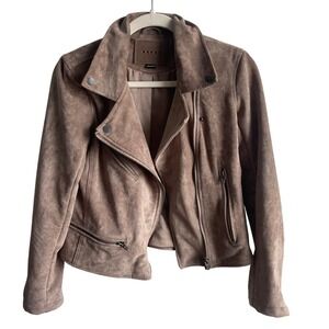 BlankNYC Taupe Faux Suede Moto Jacket Asymmetrical Zip Y2K Boho Women's‎ XS
